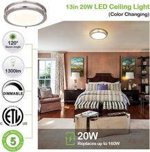 Cargar imagen en el visor de la galería, Lámpara LED de techo, de montaje empotrado, luces de techo ajustables, de 3000 K, 4000 K y 5000 K, iluminación regulable para pasillo baño cocina o escalera, listado ETL A19

