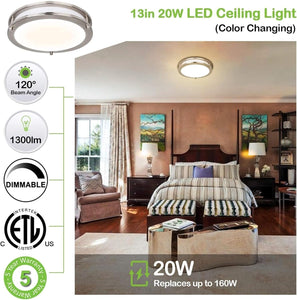 Lámpara LED de techo, de montaje empotrado, luces de techo ajustables, de 3000 K, 4000 K y 5000 K, iluminación regulable para pasillo baño cocina o escalera, listado ETL A19