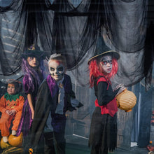 Cargar imagen en el visor de la galería, LessMo 200x80Inch (5x2m) Halloween Black Creepy Cloth para decoraciones de fiestas al aire libre, gasa de tela espeluznante y aterradora
