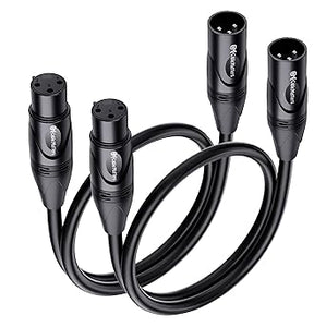 Cable Matters Paquete de 2 cables cortos XLR a XLR de alta calidad, cable de micrófono XLR de 1 pie, Q1