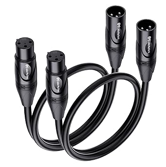 Cable Matters Paquete de 2 cables cortos XLR a XLR de alta calidad, cable de micrófono XLR de 1 pie, Q1