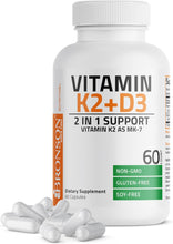 Cargar imagen en el visor de la galería, Bronson Vitamina K2 (MK7) con suplemento D3 Fórmula sin OMG 5000 UI Vitamina D3 y 90 mcg Vitamina K2 MK-7 A24
