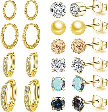 10 pares de aretes de acero inoxidable A24