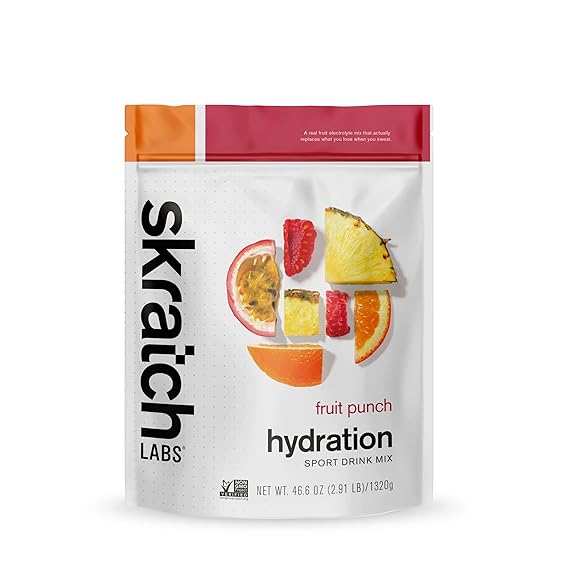 Polvo hidratante Skratch Labs | Mezcla para bebida deportiva | Polvo con electrolitos para hacer ejercicio, resistencia y rendimiento | Ponche de frutas | 60 porciones | Sin OGM, vegano, kosher ln25