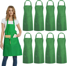 Cargar imagen en el visor de la galería, Delantal comercial rosa unisex con 2 bolsillos para manualidades en cocina
