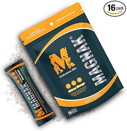 Mezcla de electrolitos en polvo, bebida de recuperación para entrenamientos, deportes y entrenamiento, mezcla de bebida energética e hidratante con magnesio, potasio, sodio y más, sin gluten, sabor a mango cítrico, 16 barritas - Magnak ln25