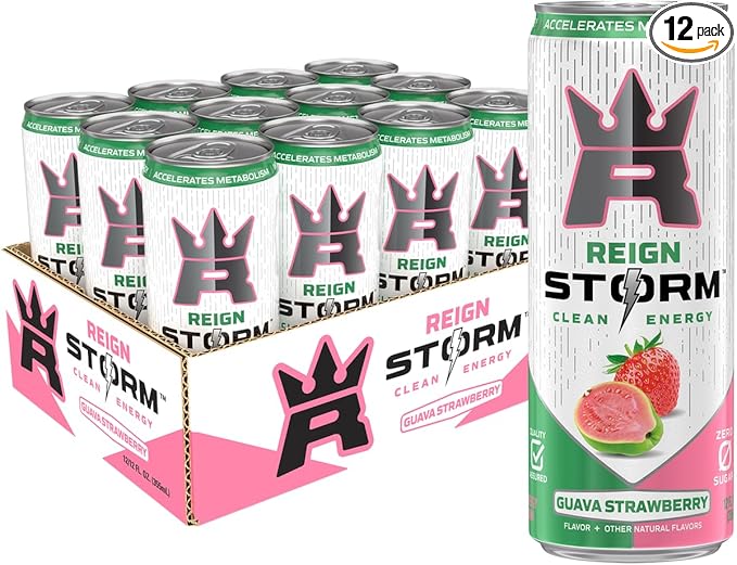 REIGN Storm, bebida energética para el bienestar y el fitness con sabor a guayaba y fresa, 12 onzas líquidas (paquete de 12) ln25