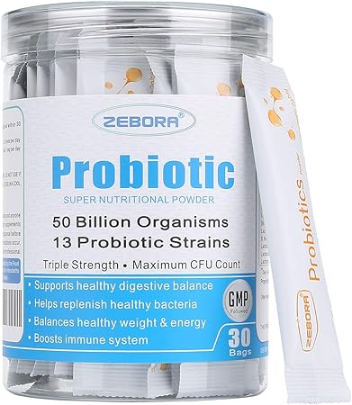 Probióticos ZEBORA prebióticos y probióticos en polvo 30 paquetes