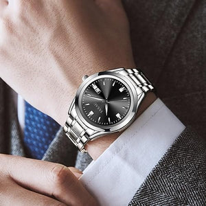 Relojes de lujo minimalistas para hombre, relojes impermeables para hombre, relojes de pulsera analógicos de cuarzo de acero a21 inoxidable a la moda para hombre con fecha luminosa