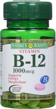 Cargar imagen en el visor de la galería, Nature's Bounty Vitamina B-12 Tabletas de 1000 mcg, 100 unidades
