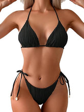 Cargar imagen en el visor de la galería, Conjunto de bikini triangular acanalado para mujer
