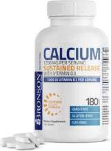 Cargar imagen en el visor de la galería, Bronson Calcio 1200 mg por porción liberación sostenida con vitamina D3 1000 UI de vitamina D3
