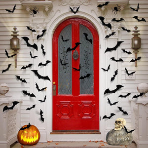 LUDILO 100 pcs Murciélagos Decoraciones de Halloween: Decoración de Pared de Murciélagos de Halloween