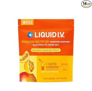 Multiplicador de hidratación Liquid IV® + refuerzo inmunológico - Mezcla de bebida en polvo con electrolitos y mango y maracuyá | 1 paquete (14 porciones) a22