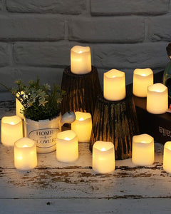 Velas votivas sin llama SHYMERY, vela eléctrica falsa parpadeante sin llama