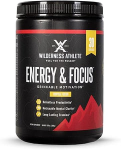 Energía y concentración | Amplificador de energía para mujeres y hombres - Mezcla de bebida energética con cafeína natural - Bebida energética en polvo baja en carbohidratos y sin azúcar - Envase de bebida energética de 30 porciones (Tropical Fusion) ln25
