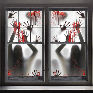 2PCS Halloween Decoración de Casa Embrujada Ventana Puerta Cubierta