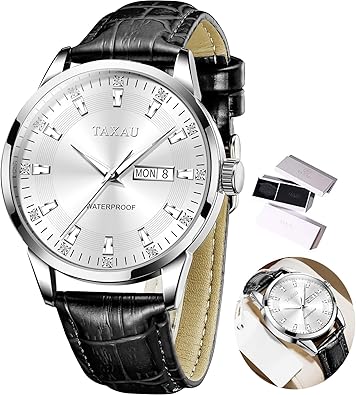 Reloj de cuero negro para hombre, fecha, cuarzo, a21 analógico, diamantes, cara grande, impermeable, regalos para él