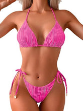 Cargar imagen en el visor de la galería, Conjunto de bikini triangular acanalado para mujer
