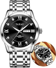 Cargar imagen en el visor de la galería, Reloj para hombre, reloj de banda de acero inoxidable, a21 relojes de diamantes para hombre, resistente al agua, reloj de cara grande fácil de leer con fecha, a21 reloj de cuarzo para hombre, reloj de

