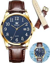 Cargar imagen en el visor de la galería, OLEVS Relojes de pulsera clásicos para hombres, Reloj de cuero marrón para hombre, Reloj analógico casual para hombre, Reloj de cuero a21 negro para hombre, Reloj de cuero negro para hombre, Relojes de
