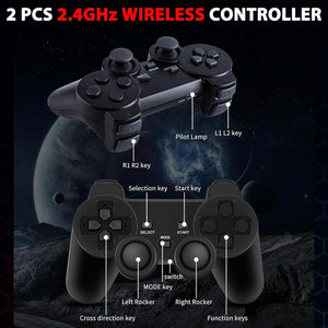 Upgrade Wireless Retro Game Console Stick, ZeroStory Retro Video Game Console Stick Built in 20000+ Games with 15 Emulators, 4K HDMI Output with 2 2.4G Wireless Controllers (64GB Memory Card) A19