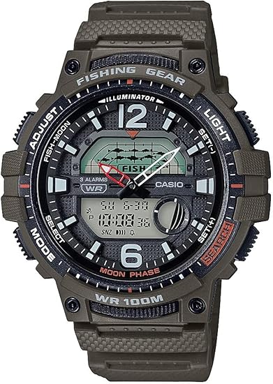 Casio Equipo de pesca para hombre, batería de 10 años, reloj de resina negra WSC-1250H-1AVCF, forro polar verde con licencia oficial de star wars silent one crew., ln24 Adulto, Estándar
