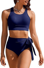 Cargar imagen en el visor de la galería, Conjunto de bikini de cintura alta para mujer
