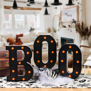 Decoraciones de Halloween-3 LED Marquee Letras Luminosas "BOO" Signo