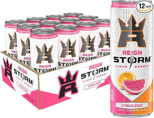 REIGN Storm, Citrus Zest, bebida energética para el bienestar y el fitness, 12 onzas líquidas (paquete de 12) ln25