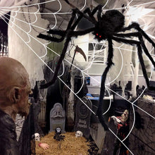 Cargar imagen en el visor de la galería, Telaraña de Halloween de 200&quot; + Decoraciones de araña gigante de 59&quot;
