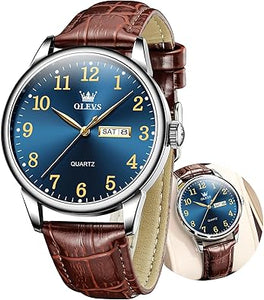 OLEVS Reloj para hombre, relojes clásicos de plata para hombres, a21 reloj de acero inoxidable resistente al agua, números romanos, fácil de leer