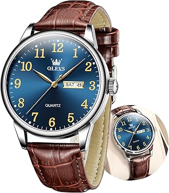 OLEVS Reloj para hombre, relojes clásicos de plata para hombres, a21 reloj de acero inoxidable resistente al agua, números romanos, fácil de leer