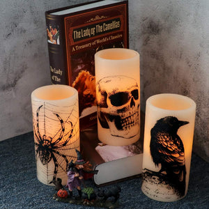 Velas parpadeantes LED sin llama Eldnacele Halloween Operadas con batería con temporizador de 6H Calavera