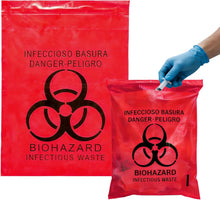 Cargar imagen en el visor de la galería, 50 piezas bolsas autoadheribles para residuos rojos infectosos
