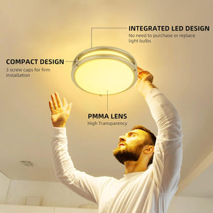 Lámpara LED de techo, de montaje empotrado, luces de techo ajustables, de 3000 K, 4000 K y 5000 K, iluminación regulable para pasillo baño cocina o escalera, listado ETL A19