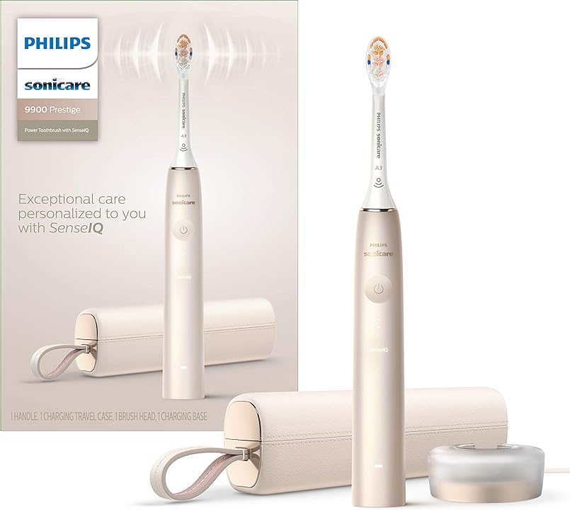 Philips Sonicare 9900 Prestige ln23- Cepillo de dientes eléctrico recargable con SenseIQ, champán, HX9990/11