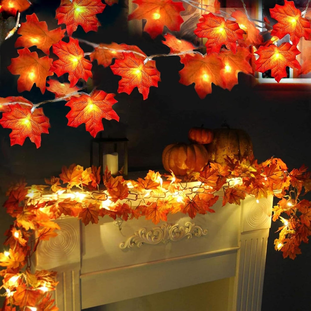 TURNMEON 2 Pack Decoración de otoño Luces de hojas de arce ampliadas Total 20Ft