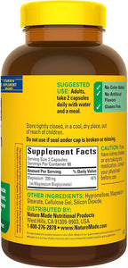 Nature Made Glicinato de magnesio 200 mg por porción, suplemento dietético para apoyo muscular, ln25  corazón, nervio y óseo, 180 cápsulas, suministro para 90 días