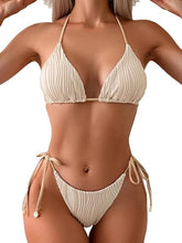 Cargar imagen en el visor de la galería, Conjunto de bikini triangular acanalado para mujer
