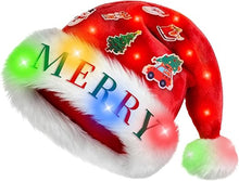 Cargar imagen en el visor de la galería, Sombrero de Papá Noel iluminado MGparty con luces LED
