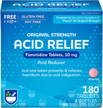 Cargar imagen en el visor de la galería, Reductor de ácido, tabletas de famotidina de fuerza original, 10 mg - 2 botellas, 90 unidades cada una (180 unidades en total) | Alivio de la acidez estomacal | Reflujo ácido | Masticables y LN23
