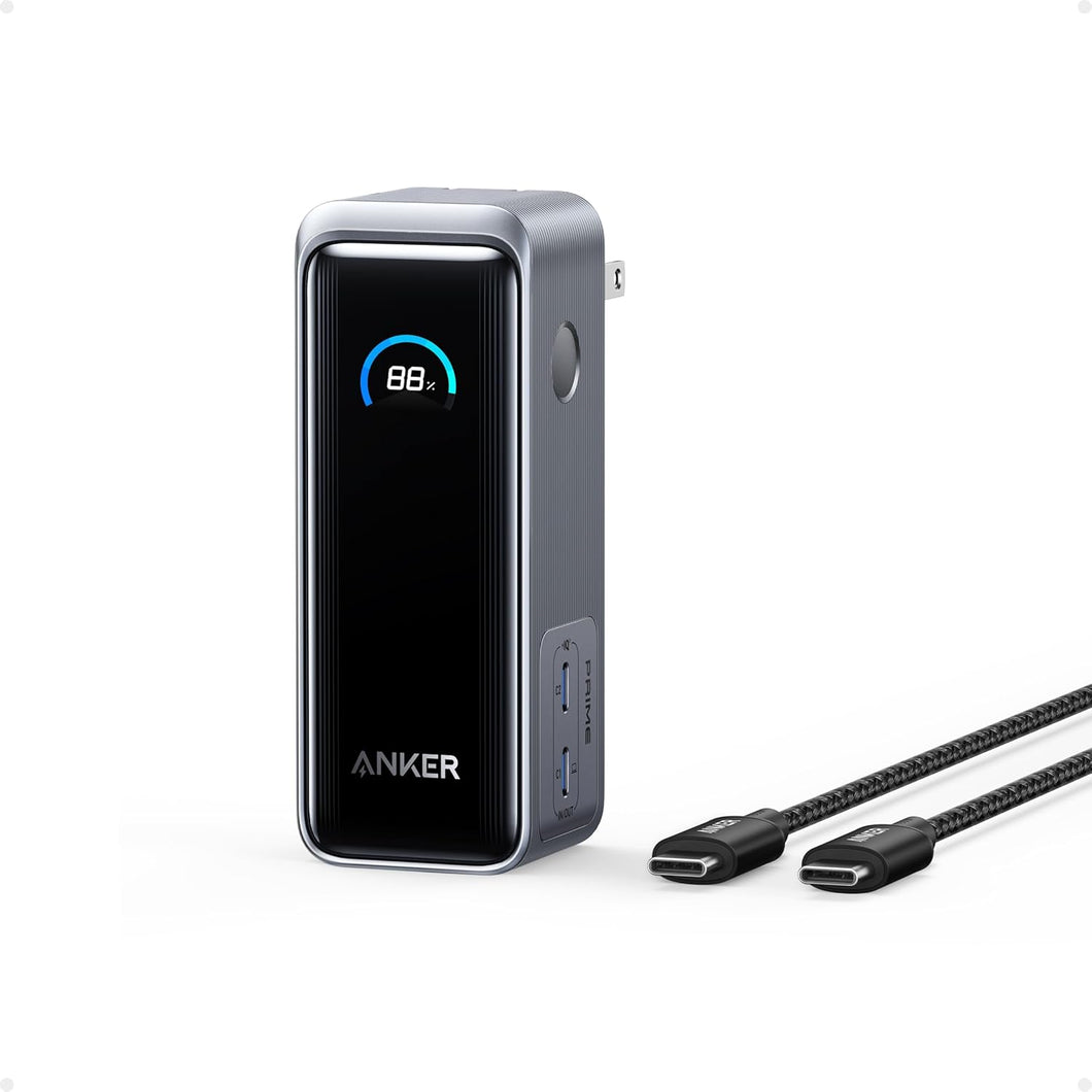 Anker Prime Power Bank, batería de 9,600 mAh con salida de 65 W, enchufe de CA integrado, compatible con PD 3.0 y PPS, a19 recarga rápida de 30 W, cargador portátil elegante para MacBook Pro, iPhone 15