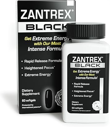 Zantrex Black - Suplemento energético - 300 mg de cafeína natural - Yerba mate, damiana y guaraná, 60 cápsulas blandas a22