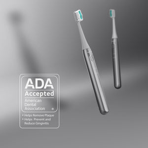 Aquasonic Icon - Cepillo de dientes recargable aceptado por la ADA, soporte magnético y estuche de viaje delgado,ln23 2 modos de cepillado y temporizadores inteligentes, microvibraciones suaves (piedra)