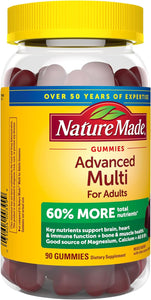 Gomitas multivitamínicas avanzadas Nature Made para adultos con citrato de magnesio, calcio y las 8 vitaminas B, soporte nutricional diario, 90 gomitas, suministro para 30 días ln25