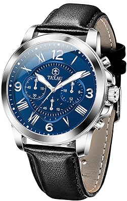 Relojes para hombre a21 Casual Marrón Cuero Hombres Impermeable Relojes de Moda Negocios Analógico Cuarzo Cara Grande Relojes de Pulsera para Hombre con Fecha Cronógrafo Luminoso