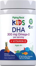 Cargar imagen en el visor de la galería, Piping Rock DHA para niños | 120 mini cápsulas blandas masticables
