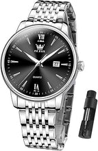 Cargar imagen en el visor de la galería, OLEVS Relojes para hombre, relojes de cara grande para hombre, relojes de banda de acero inoxidable para hombre, relojes impermeables para hombre, a21 relojes de fecha para hombre, relojes analógicos de
