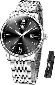 OLEVS Relojes para hombre, relojes de cara grande para hombre, relojes de banda de acero inoxidable para hombre, relojes impermeables para hombre, a21 relojes de fecha para hombre, relojes analógicos de